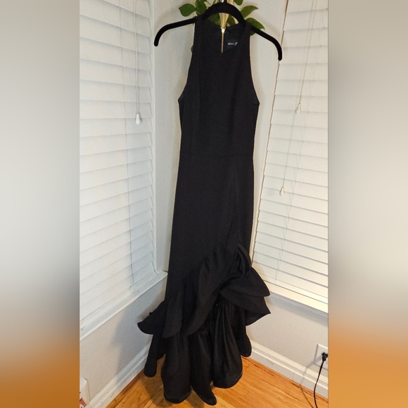 Betsy & Adam Black Ruffle Maxi Dress - Picture 1 of 8